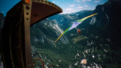 Guests flying over Yosemite Valley.